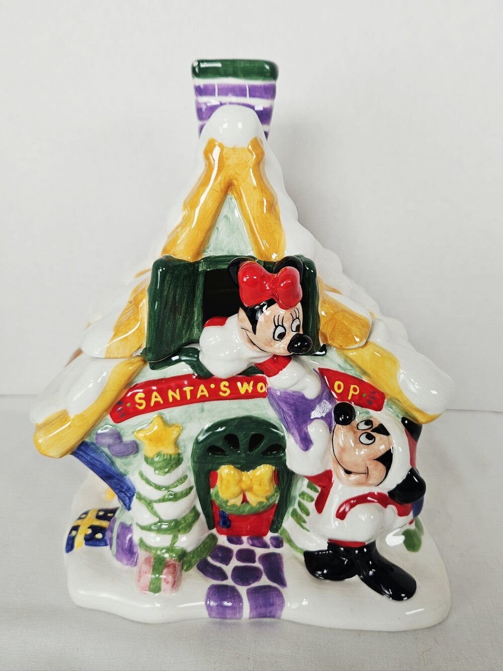 Vintage 1999 Disney Santa's Workshop Christmas Ceramic Cookie Jar FTD